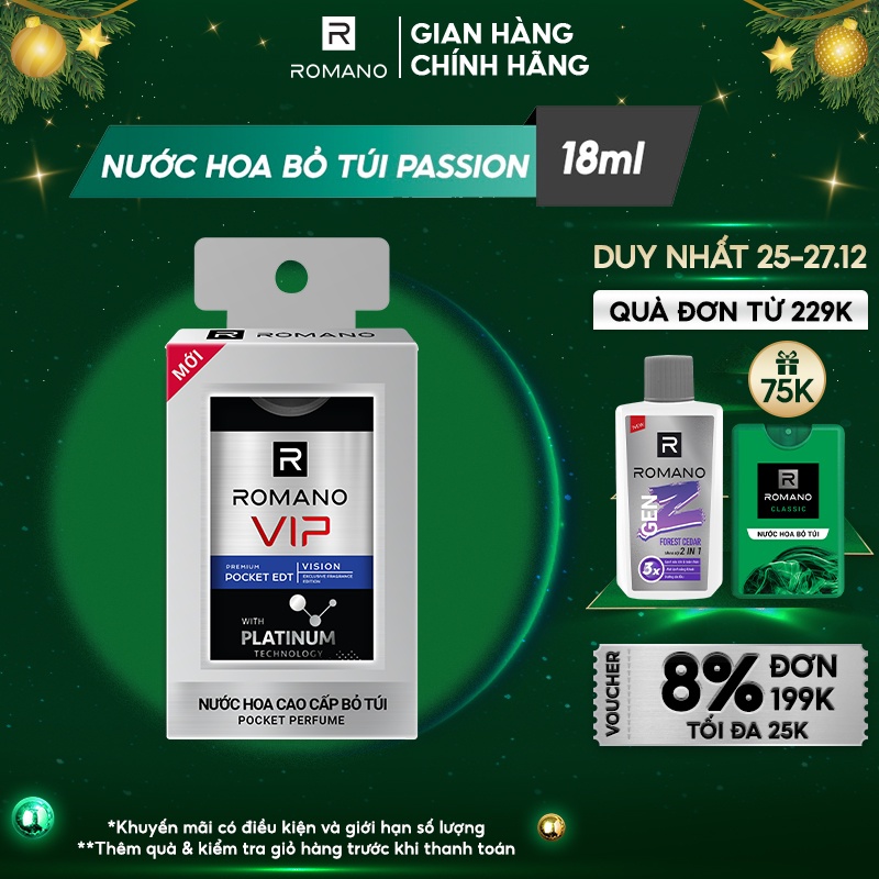 Nước hoa bỏ túi cao cấp Romano Vip 18ml Vision