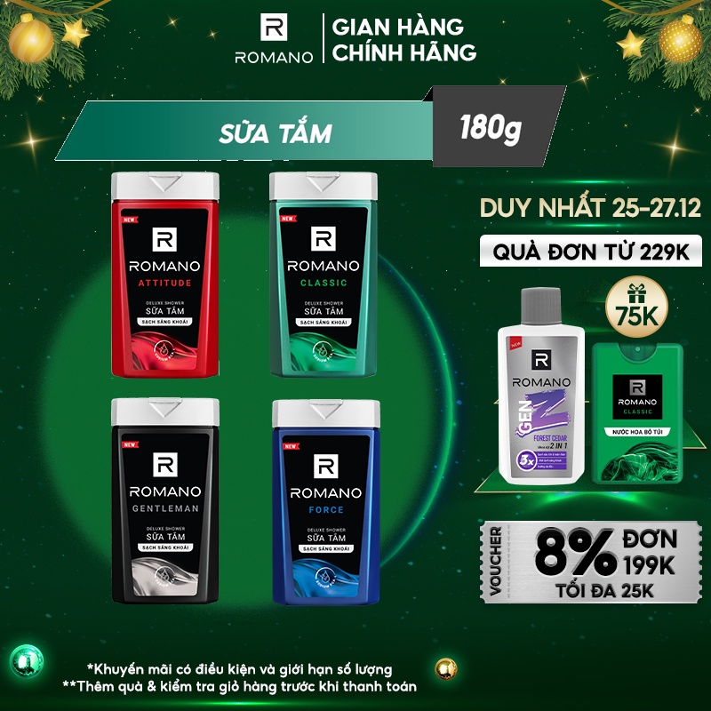 Sữa tắm Romano hương nước hoa 180g
