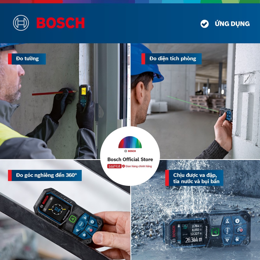 Máy đo khoảng cách Bosch laser xanh GLM 50-23 G