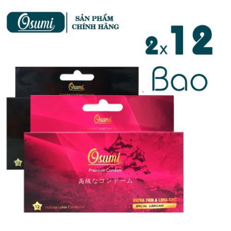 Bao Cao Su,Bao Cao Su Gai 2 Hộp (24 cái) BCS Osumi Nhật Bản Kéo Dài Thời Gian, Có Gai, Gân Gai, Siêu Mỏng - Hộp 12c - H