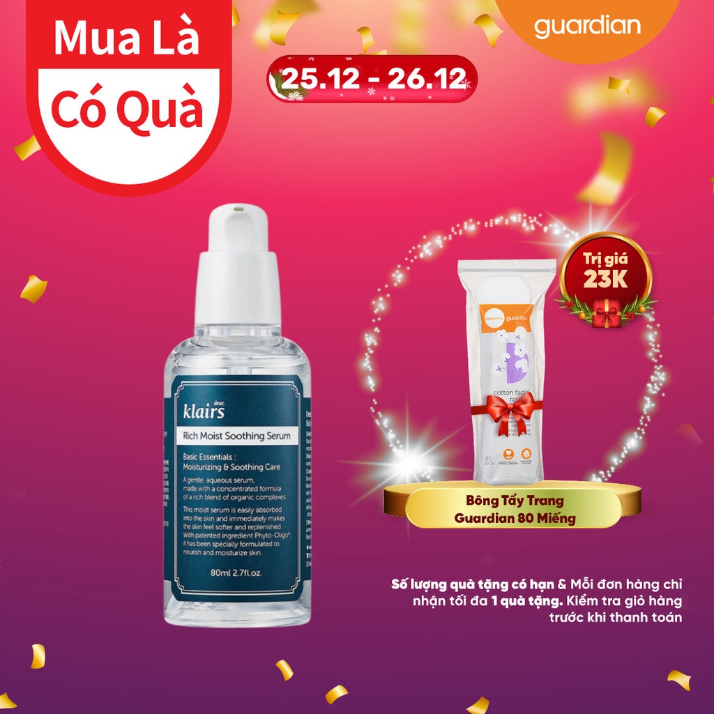 Tinh Chất Dưỡng Ẩm Và Làm Mịn Da Rich Moist Soothing Serum Dear Klairs 80ml