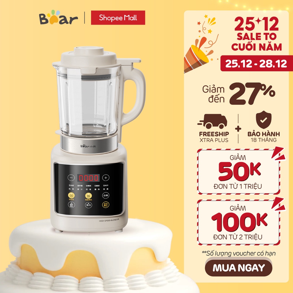 Máy làm sữa hạt đa năng 1.75L Bear PBJ-D10T1 - Hàng chính hãng BH 18 tháng