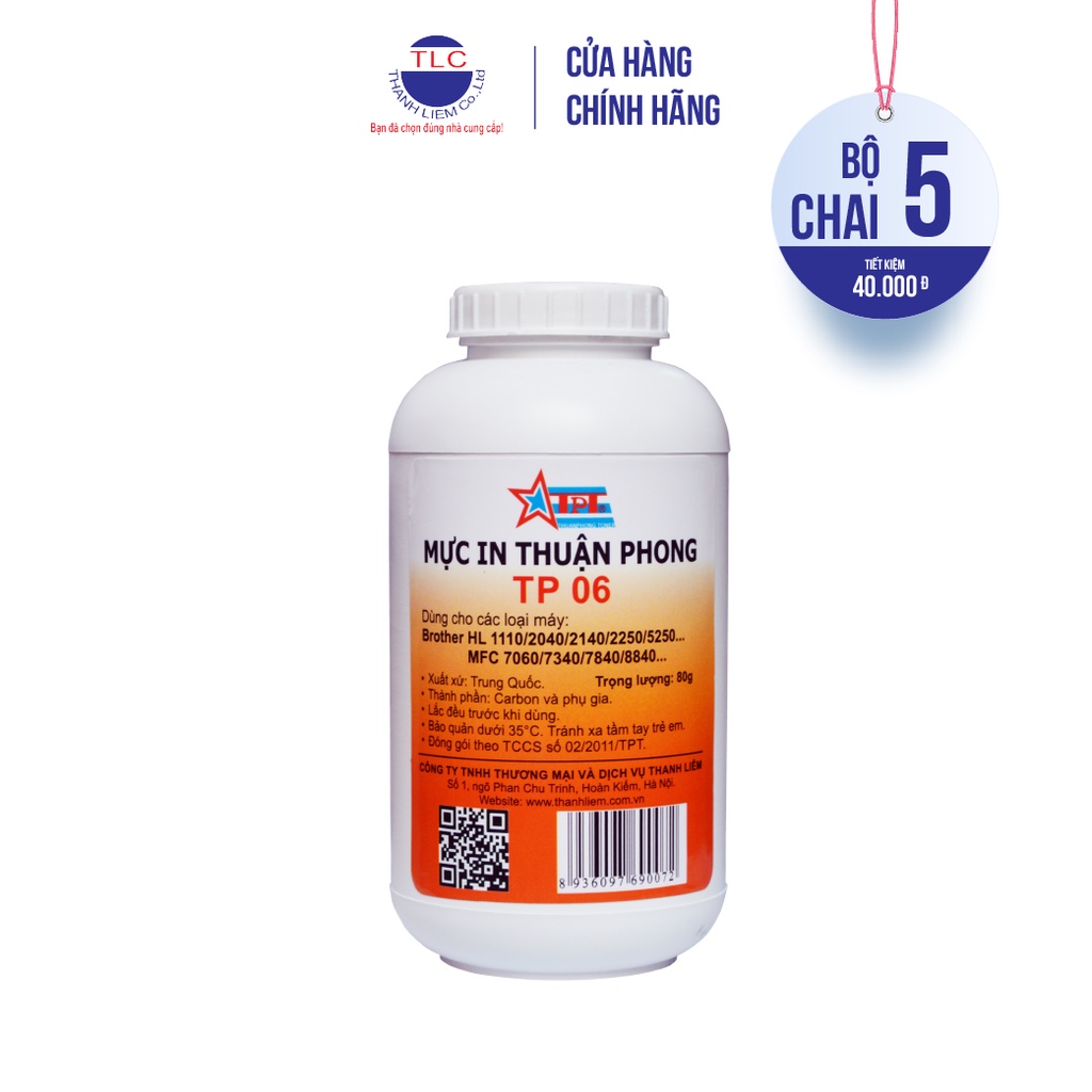 (BỘ 5 CHAI) Mực đổ Thuận Phong TP06 dùng cho máy in Brother / Xerox