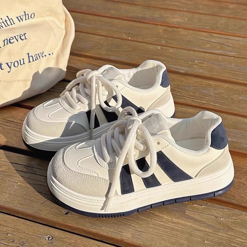 Giày thể thao nữ LERI,S dây thừng cao 5cm màu trắng vải canvas mới hot ulzzang đẹp cá tính thời trang