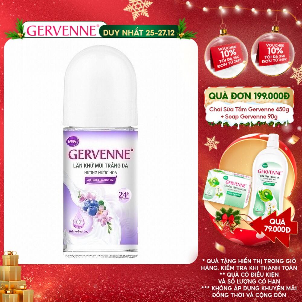 Lăn khử mùi trắng da Gervenne Việt Quất & Hoa Lan Nam Phi 50ml