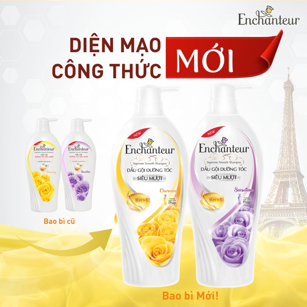 Dầu gội dưỡng tóc siêu mượt Enchanteur Charming Keratin Mới 180g