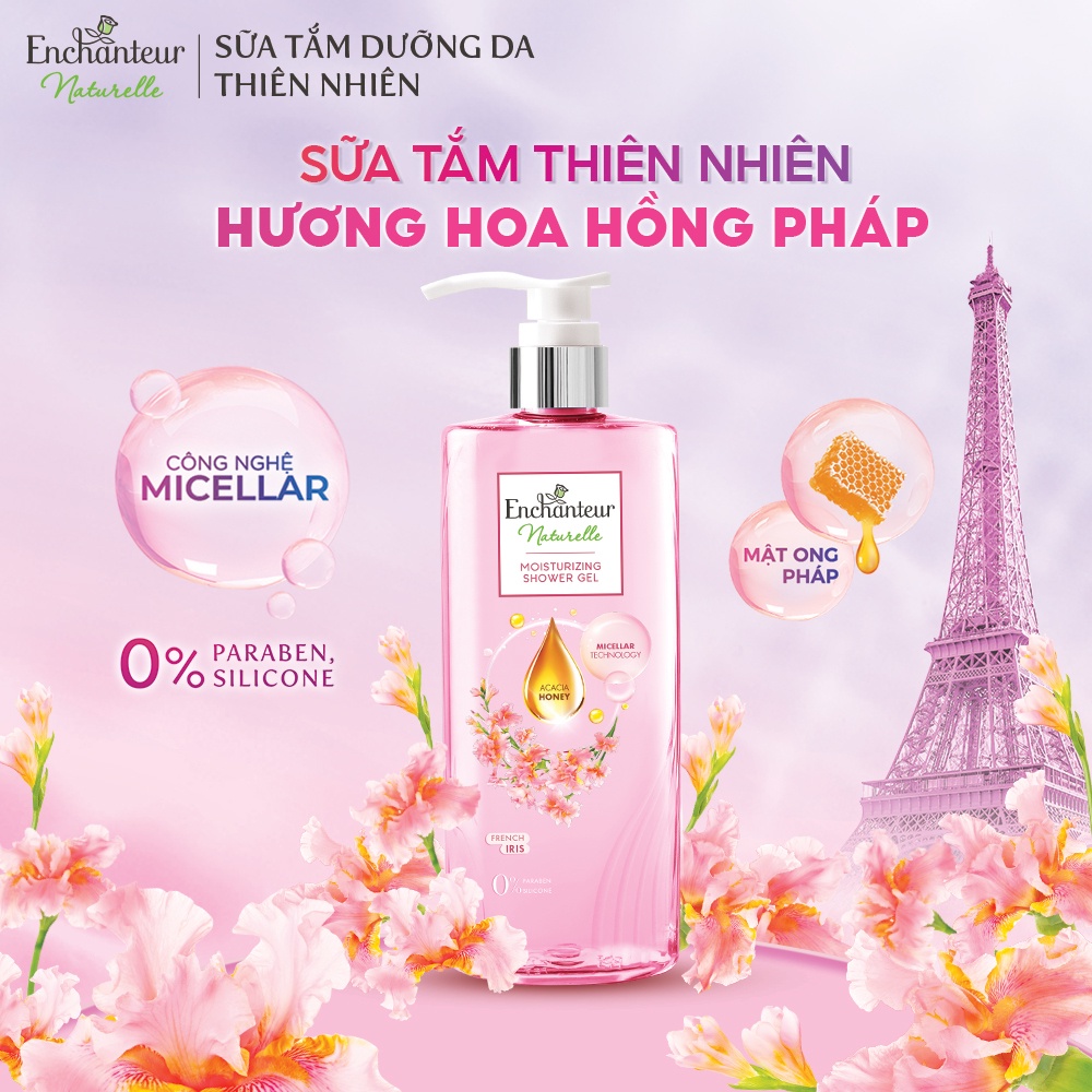 Combo Sữa tắm Enchanteur Naturelle hương hoa Iris 260g + Sữa Tắm Nước Hoa Dưỡng Da Magic 650G