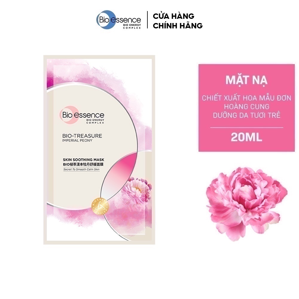 Mặt nạ dưỡng da tươi trẻ Bio-Essence Skin Soothing Mask mẫu đơn hoàng cung 20ml