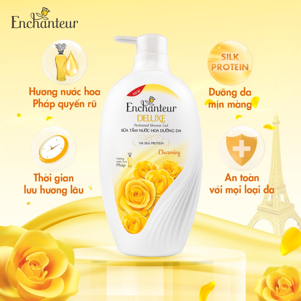 Combo Sữa tắm nước hoa Enchanteur Charming 650g + Sữa dưỡng thể dưỡng ẩm Enchanteur Charming 200g