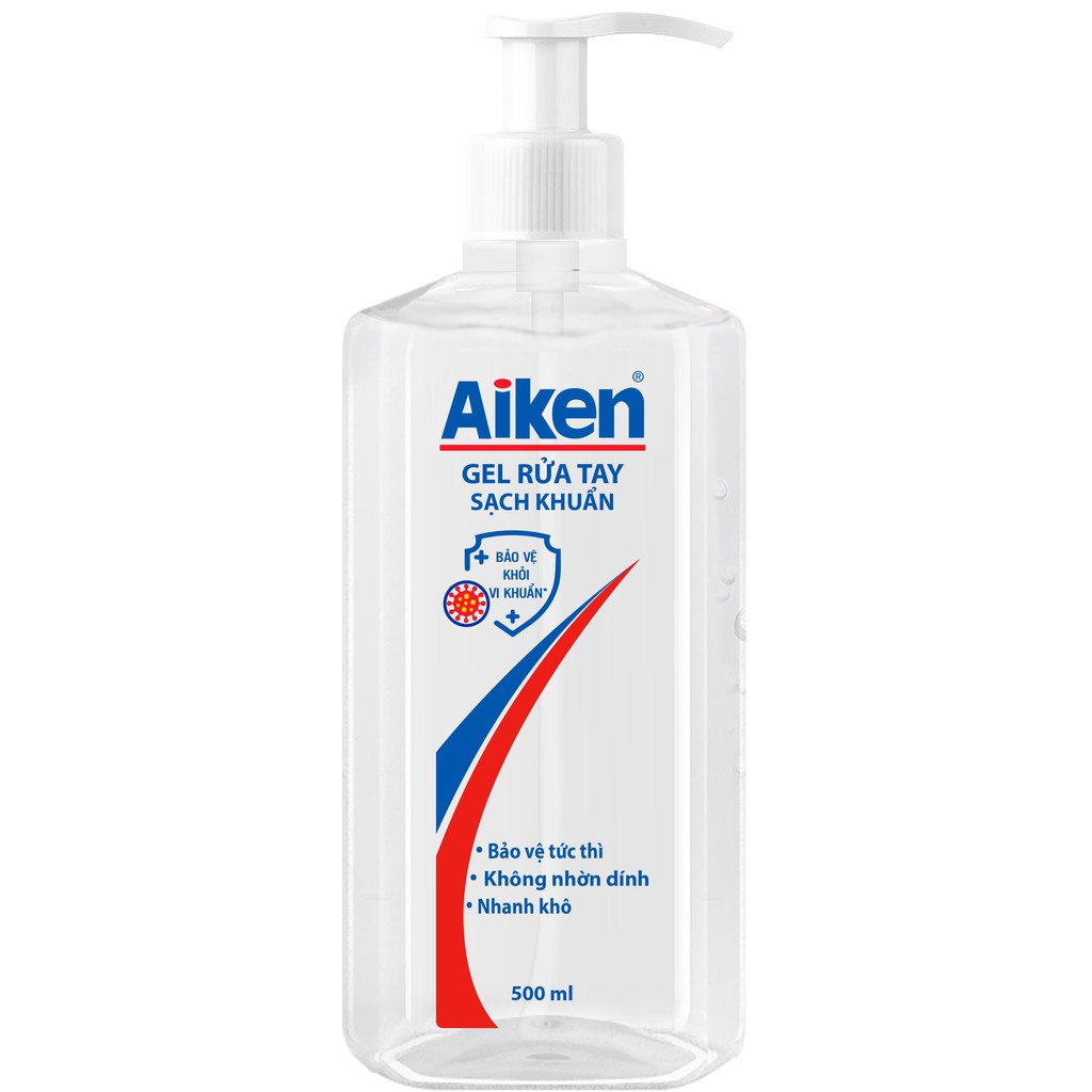 Aiken Combo 2 Gel rửa tay Sạch khuẩn 500ml/chai Dạng vòi