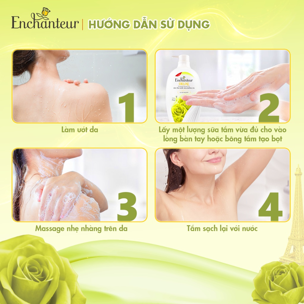 Combo 3 Sữa tắm nước hoa dưỡng da Enchanteur Delightful 650gr