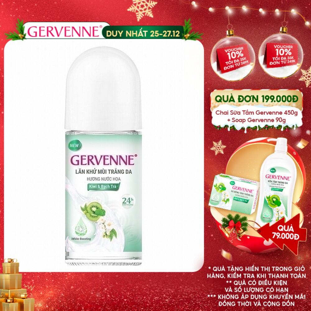 Lăn khử mùi trắng da Gervenne Kiwi & Bạch Trà 50ml