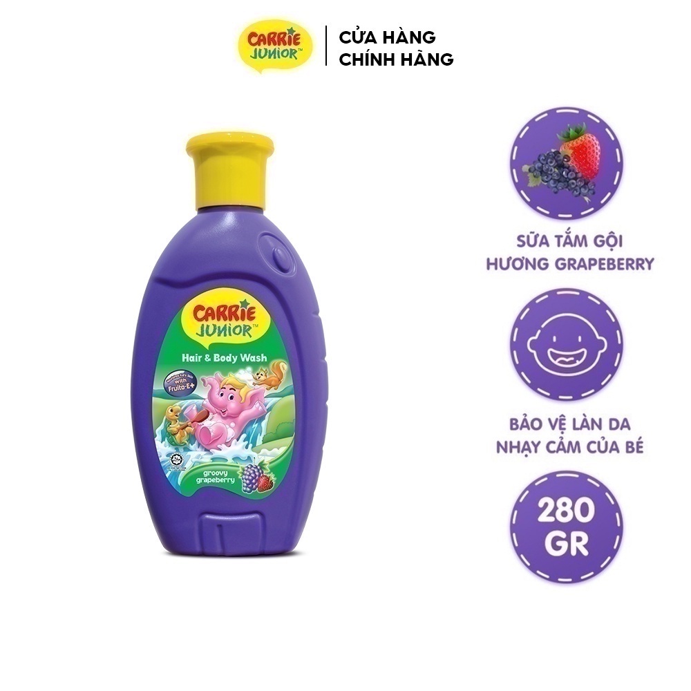 Sữa tắm Gội cho bé Carrie Junior hương Grapeberry 280g