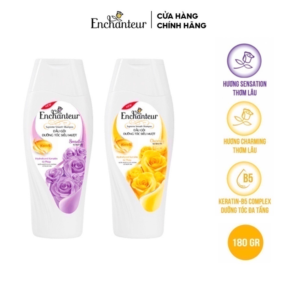 Dầu gội dưỡng tóc siêu mượt Enchanteur Charming Keratin Mới 180g