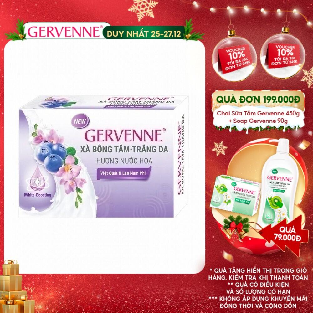 Xà bông tắm trắng da hương nước hoa Gervenne Việt Quất & Lan Nam Phi 90g