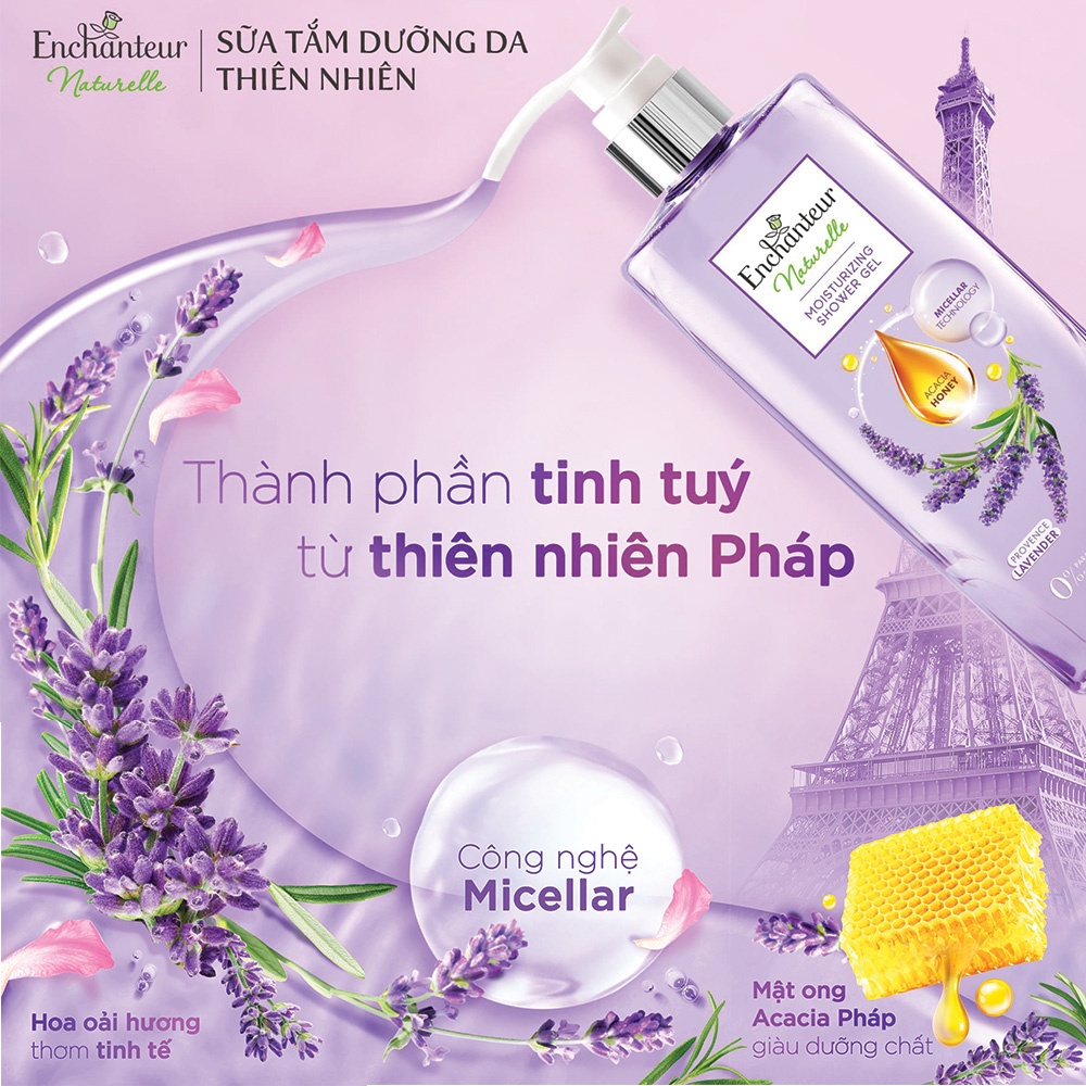 [LS] Sữa tắm dưỡng da Enchanteur Naturelle hương hoa Lavender 510gr/Chai