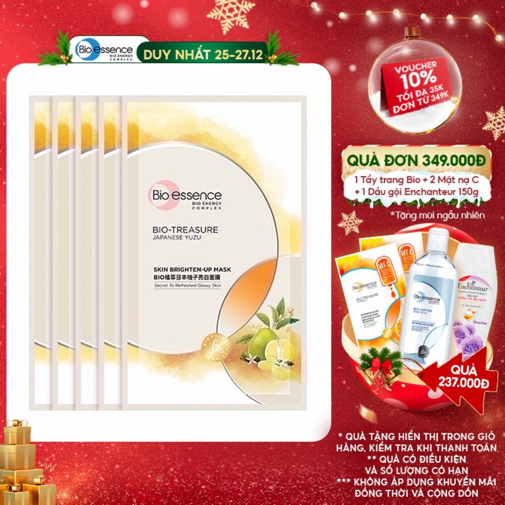 Combo 6 Mặt nạ dưỡng trắng da chiết xuất quả thanh yên Yuzu Nhật Bản Bio-essence 20ml