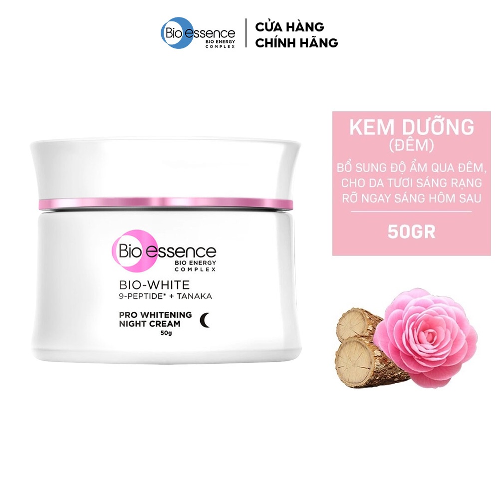 Kem Dưỡng Trắng Sáng Da Chuyên Sâu Ban Đêm Bio-essence Bio-White Pro chiết xuất Tanaka & Camellia 50g