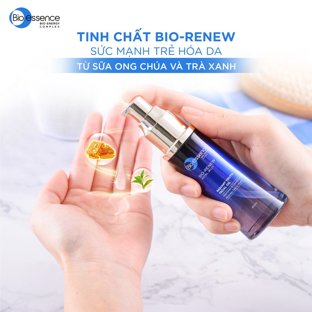 Tinh chất trẻ hóa da dưỡng da tươi trẻ Bio-Essence Bio-Renew facial oil chiết xuất chất sữa ong chúa 40g