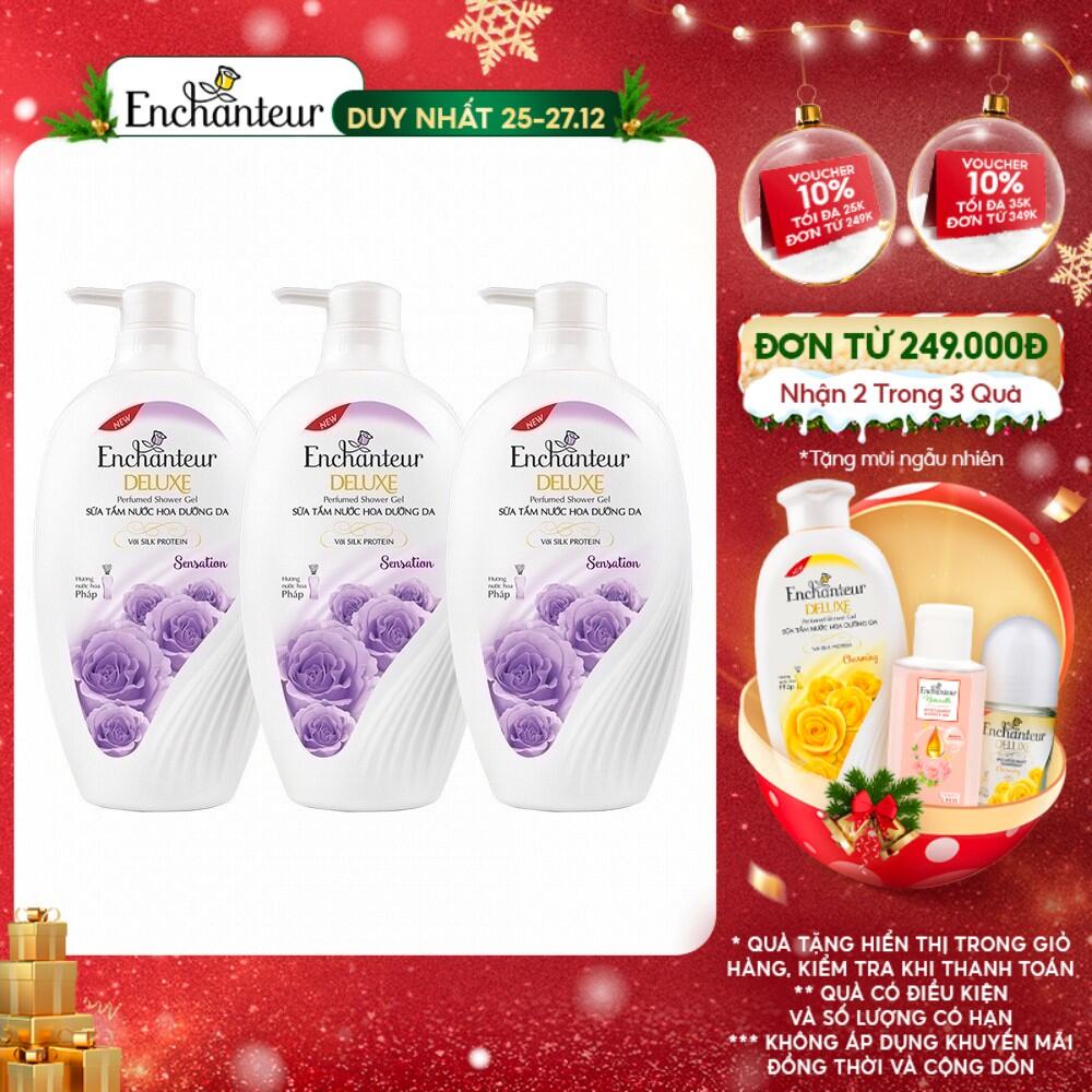Combo 3 Sữa tắm nước hoa dưỡng da Enchanteur Sensation 650gr