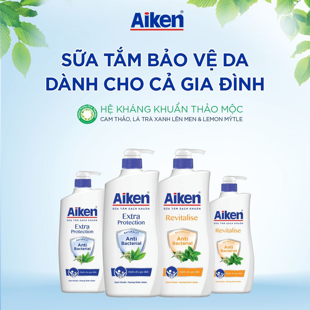 Aiken Sữa tắm Sạch khuẩn Chiết Xuất Trà Xanh Thiên Nhiên 850g