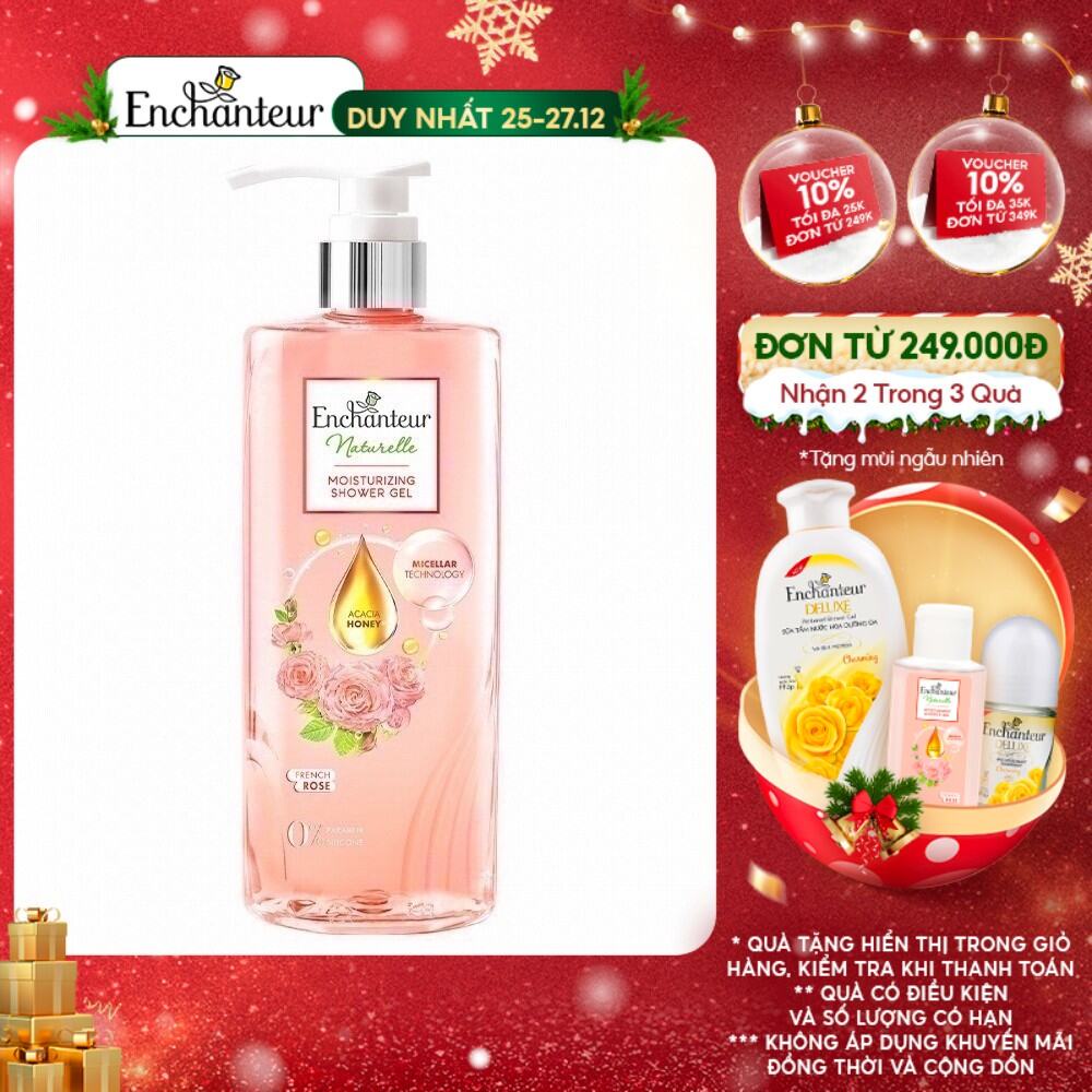 Sữa tắm dưỡng da Enchanteur Naturelle hương hoa hồng Pháp 510ML