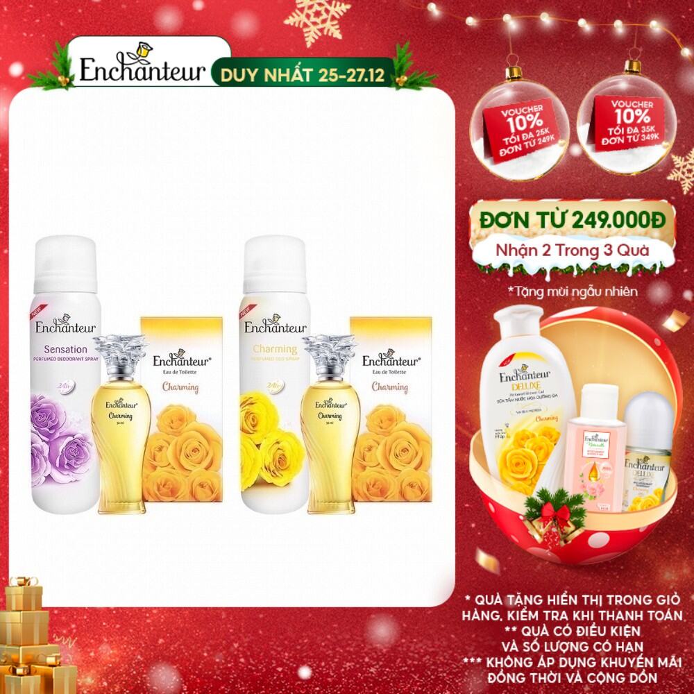 Combo Xịt khử mùi Charming/Sensation 150ml và Nước hoa cao cấp Charming 50ml