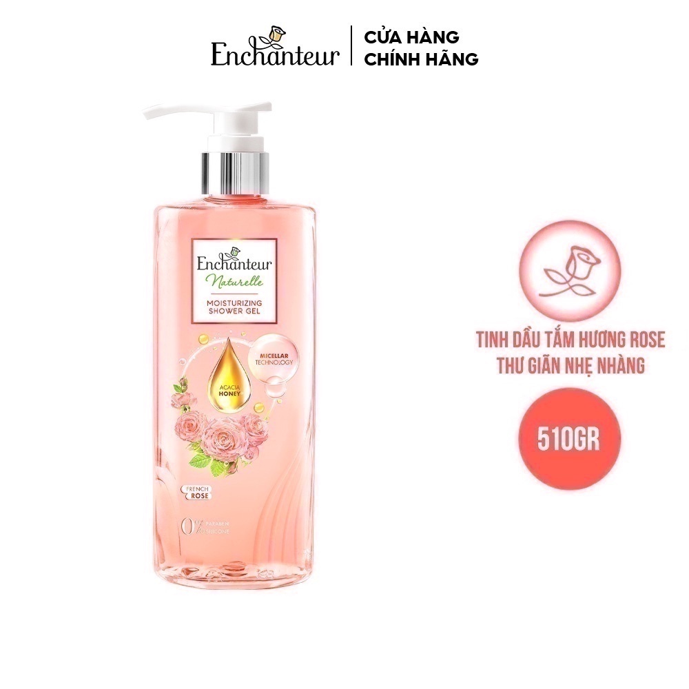 Sữa tắm dưỡng da Enchanteur Naturelle hương hoa hồng Pháp 510ML