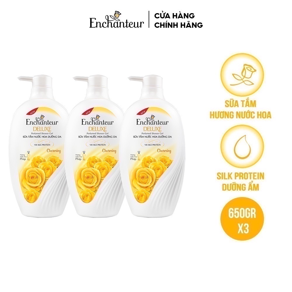 Combo 3 Sữa tắm nước hoa dưỡng da Enchanteur Charming 650gr