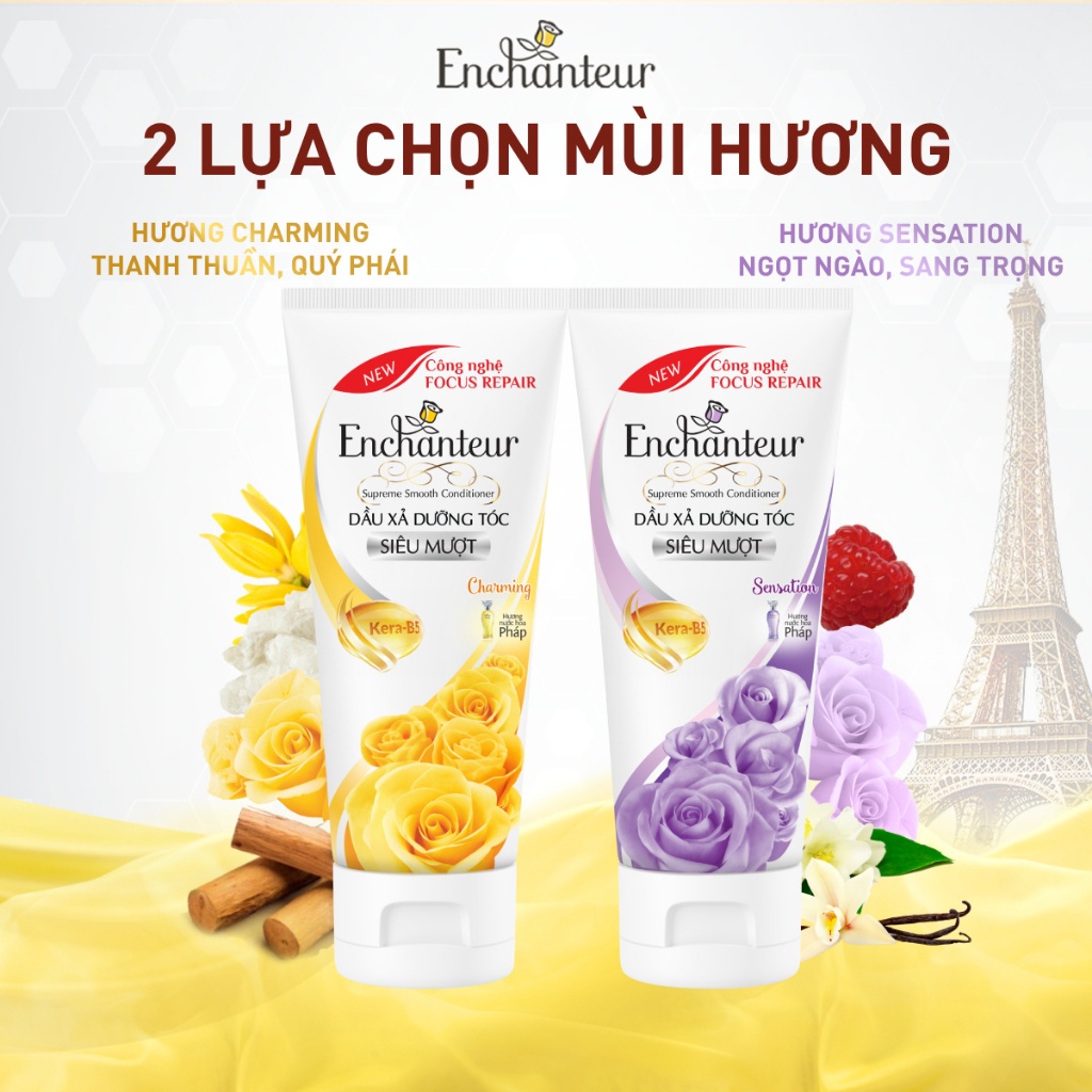 Dầu xả dưỡng tóc Enchanteur Charming/Sensation siêu mềm mượt 335gr