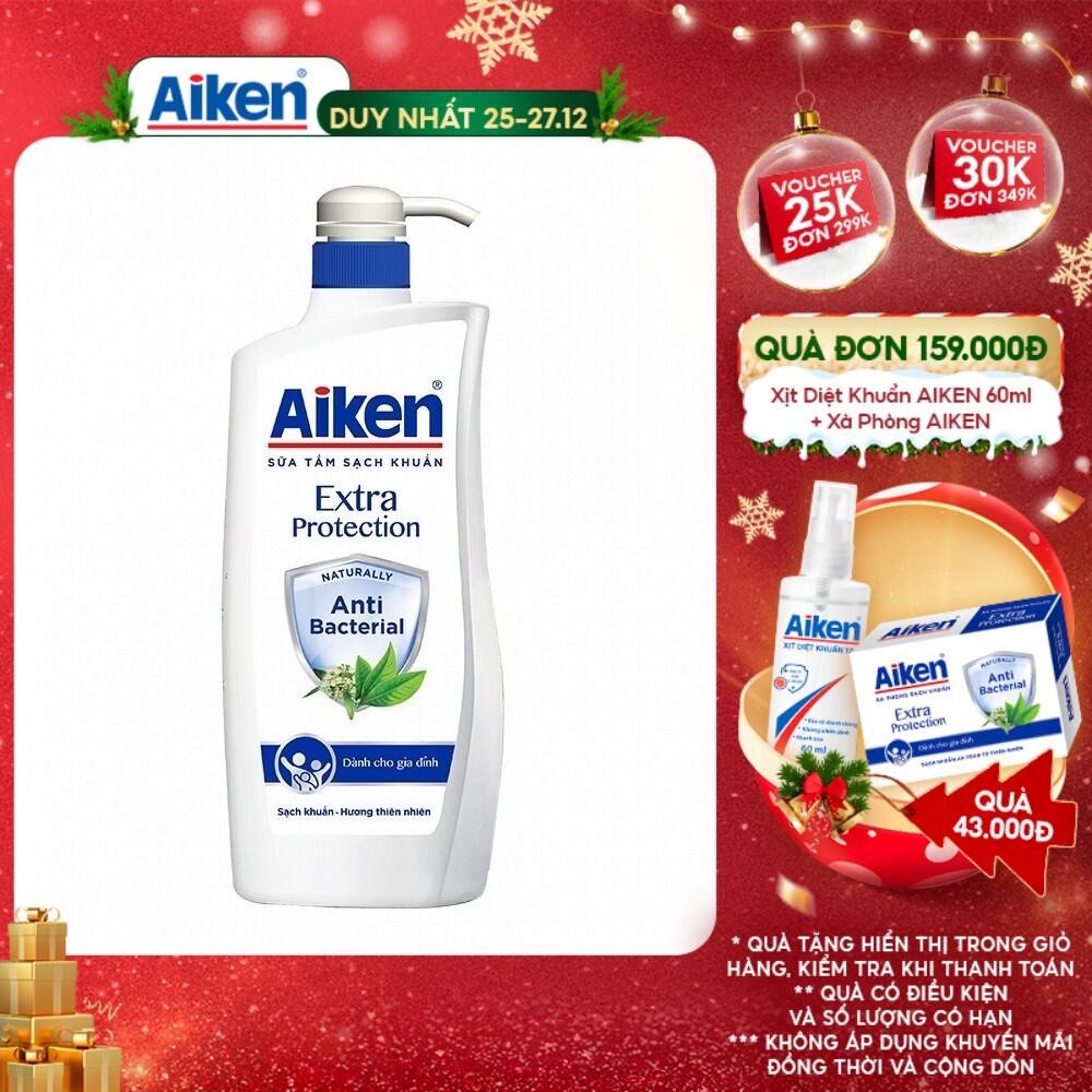 Aiken Sữa tắm Sạch khuẩn Chiết Xuất Trà Xanh Thiên Nhiên 850g