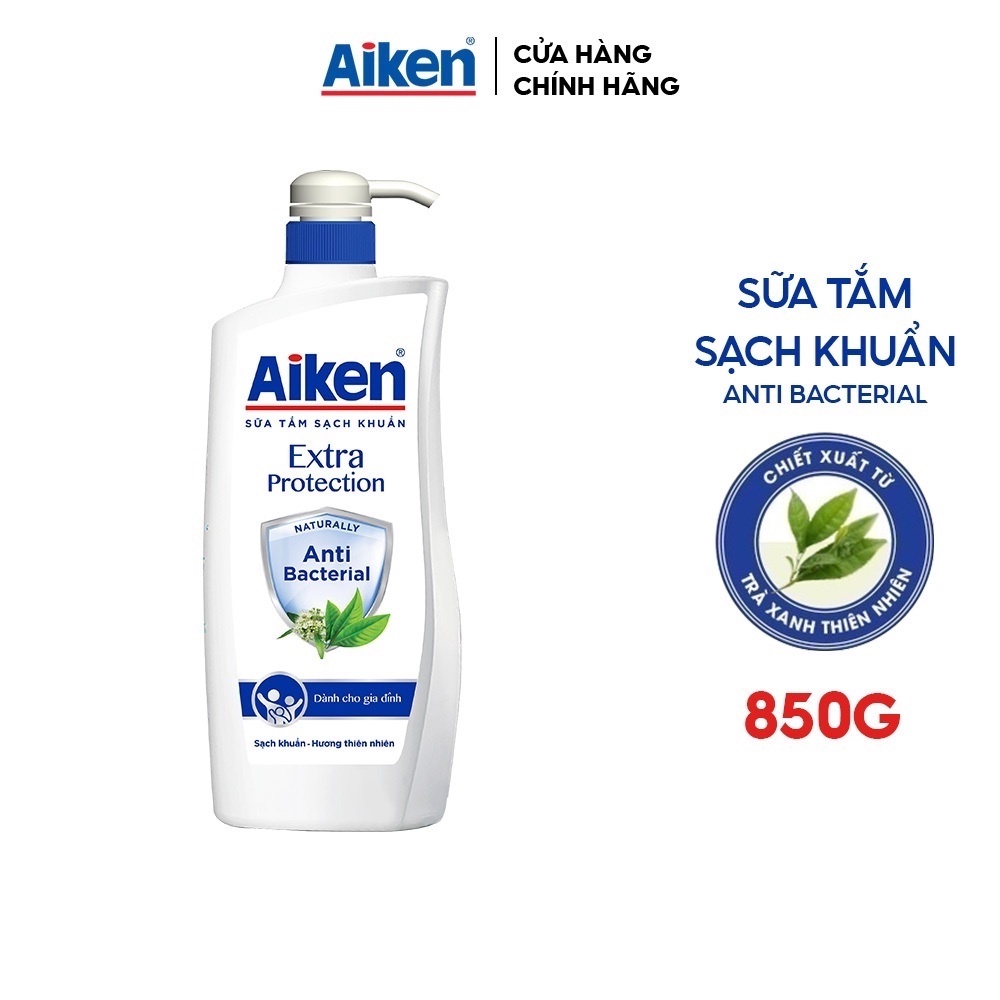 Aiken Sữa tắm Sạch khuẩn Chiết Xuất Trà Xanh Thiên Nhiên 850g