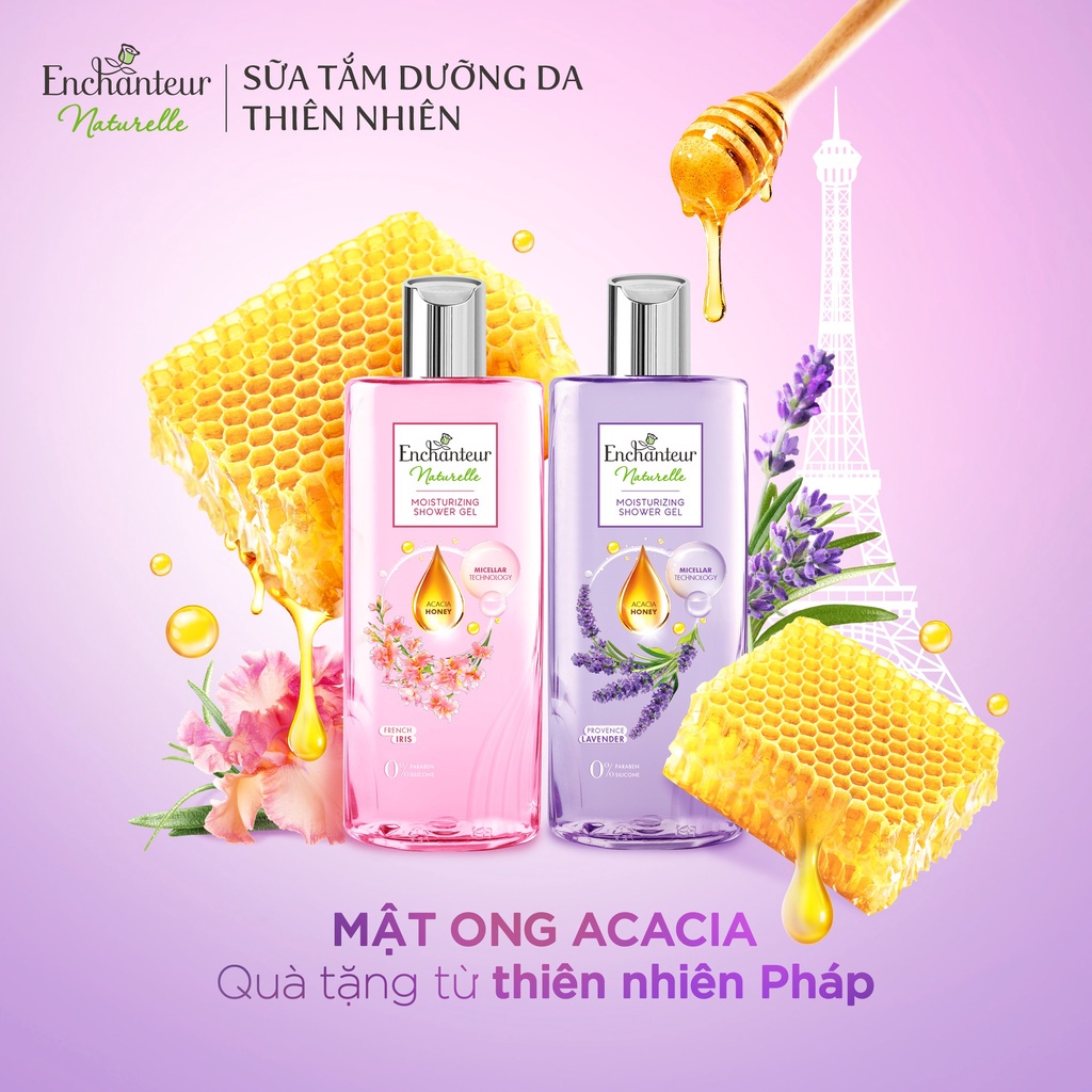 Combo Sữa tắm Enchanteur Naturelle hương hoa Lavender 260g + Sữa Tắm Nước Hoa Dưỡng Da Magic 650G