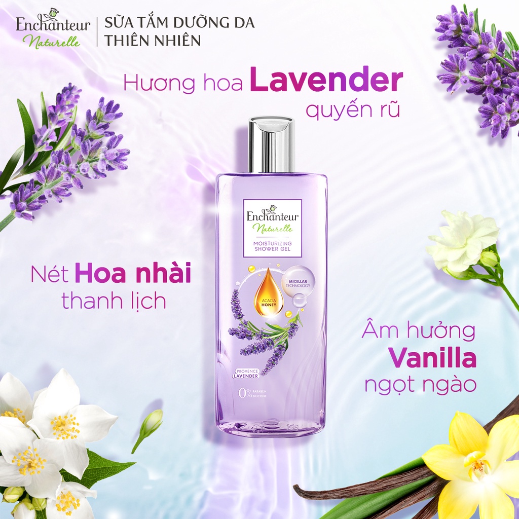 Combo Sữa tắm Enchanteur Naturelle hương hoa Lavender 260g + Sữa Tắm Nước Hoa Dưỡng Da Magic 650G