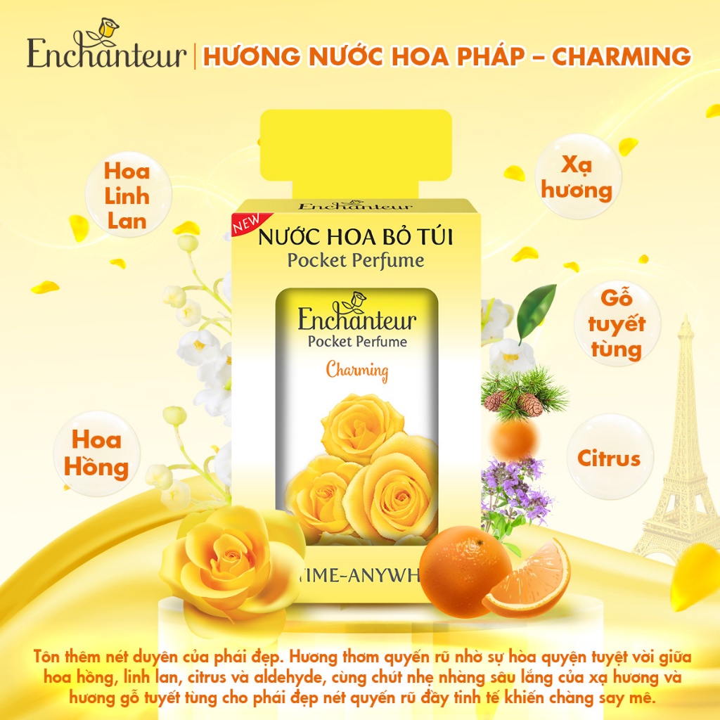 Combo 3 Nước hoa bỏ túi Enchanteur Charming & Delightful & Romantic 18ml/hộp