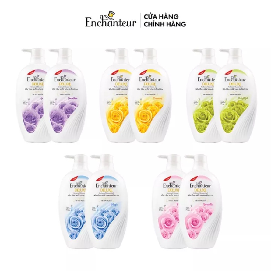 Bộ 2 sữa tắm hương nước hoa dưỡng da thơm mịn Enchanteur 650gr/chai
