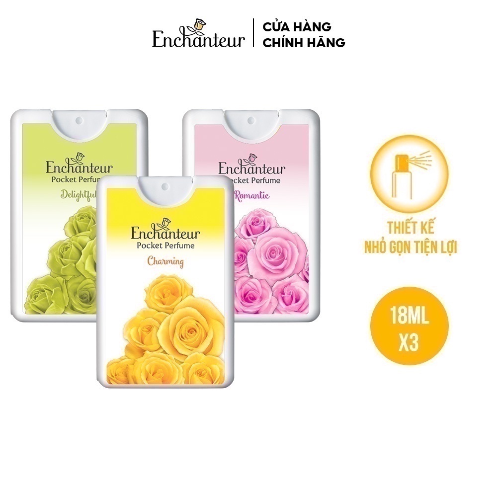 Combo 3 Nước hoa bỏ túi Enchanteur Charming & Delightful & Romantic 18ml/hộp