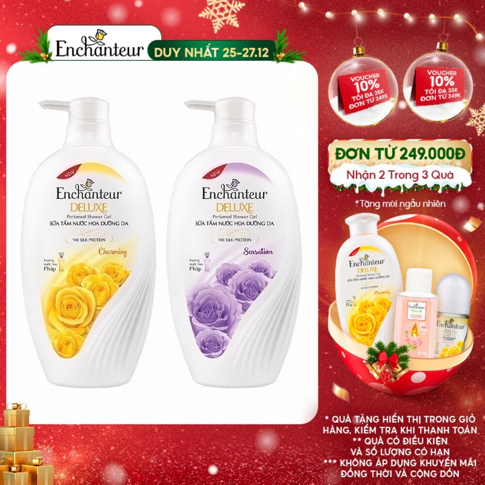 Sữa tắm hương nước hoa dưỡng da thơm mịn Enchanteur Charming/ Sensation 900gr