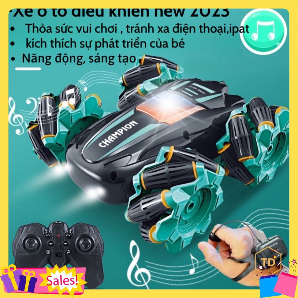 Xe ô tô điều khiển từ xa new 2023 pin sạc, ô tô điều khiển từ xa xoay 360 di chuyển 6 hướng có đèn led (TặngÔtô)