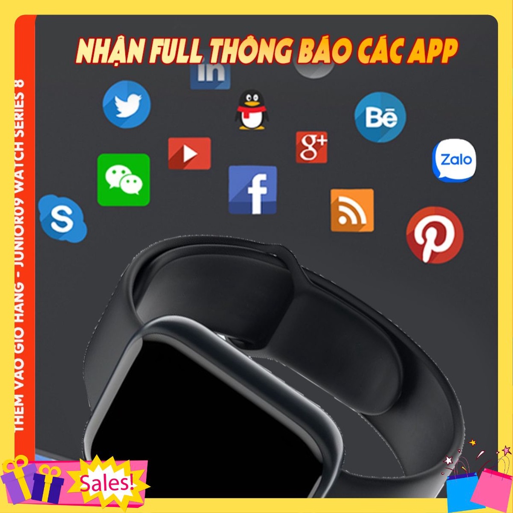 Đồng hồ thông minh JUNIOR09 WATCH T800 PRM Nghe gọi Chơi game Nhận thông báo Theo dõi sức khỏe Chống nước (Tặng Ôto)