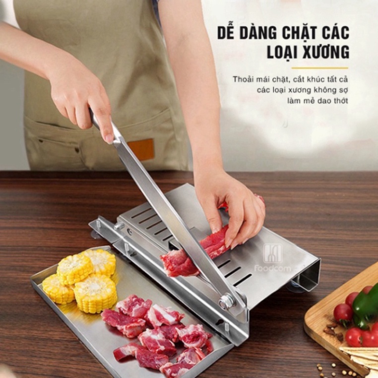 Dao chặt thịt gà inox FOODCOM, Máy chặt xương, thịt rau củ quả đa năng chính hãng, thông minh tiện dụng trong gia đình