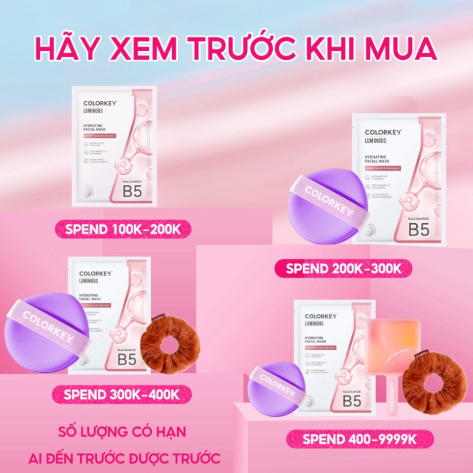 [MUA 1 hộp TẶNG 1 MIẾNG] - Mặt Nạ Giấy COLORKEY LUMINOUS Vitamin B5 Cấp Ẩm bản upgrade 10 miếng/hộp