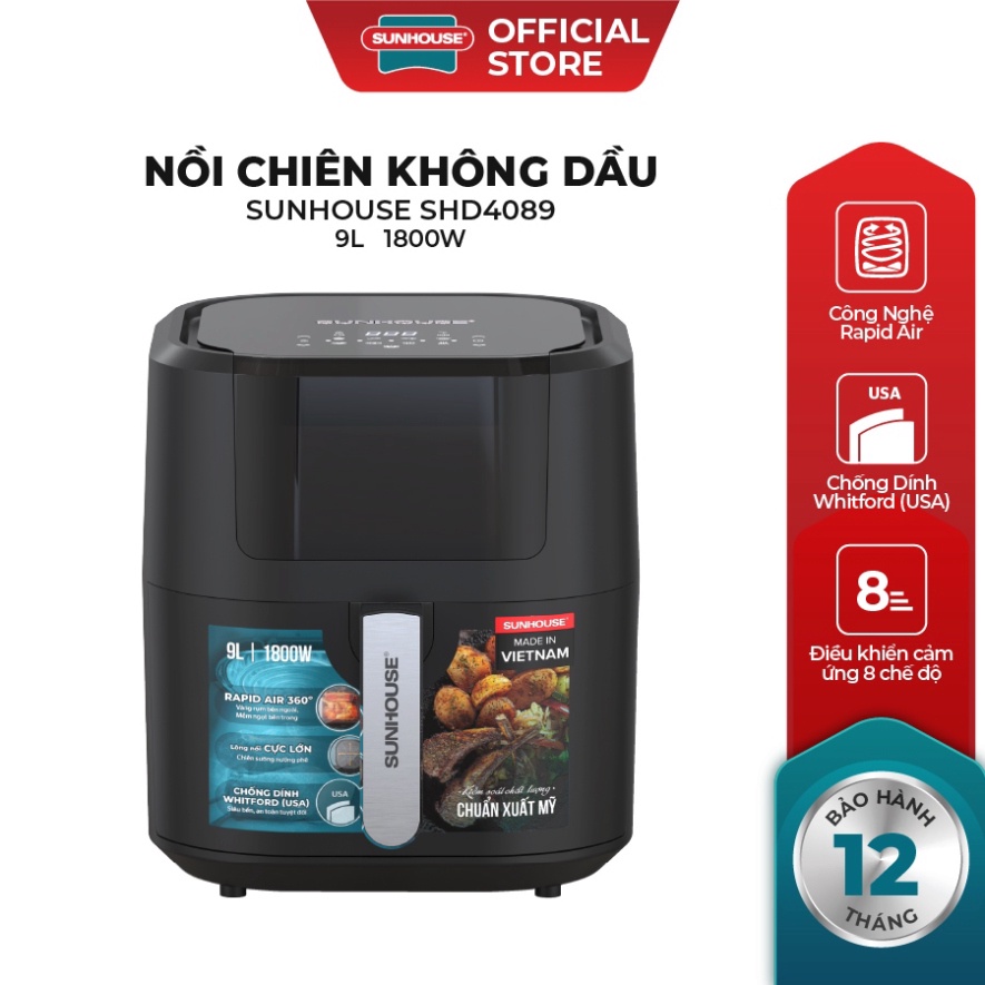 [Chính hãng] NỒI CHIÊN KHÔNG DẦU 9L SUNHOUSE SHD4089