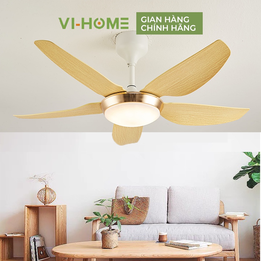 Quạt trần có đèn màu gỗ decor nội thất Bozinalen 42 inch BO-047