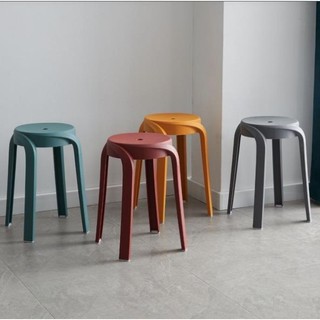Bộ 4 ghế decor tròn quán cafe, ghế đôn nhựa đúc sang trọng đẹp đẽ đúc nguyên khối