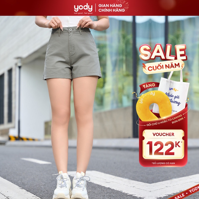 Quần short nữ kaki YODY dáng suông trơn cá tính dễ phối đồ SJN4022