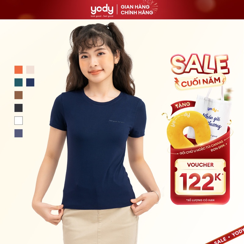 Áo thun nữ cổ tròn bamboo YODY cộc tay thấm hút, siêu mềm mại TSN6294