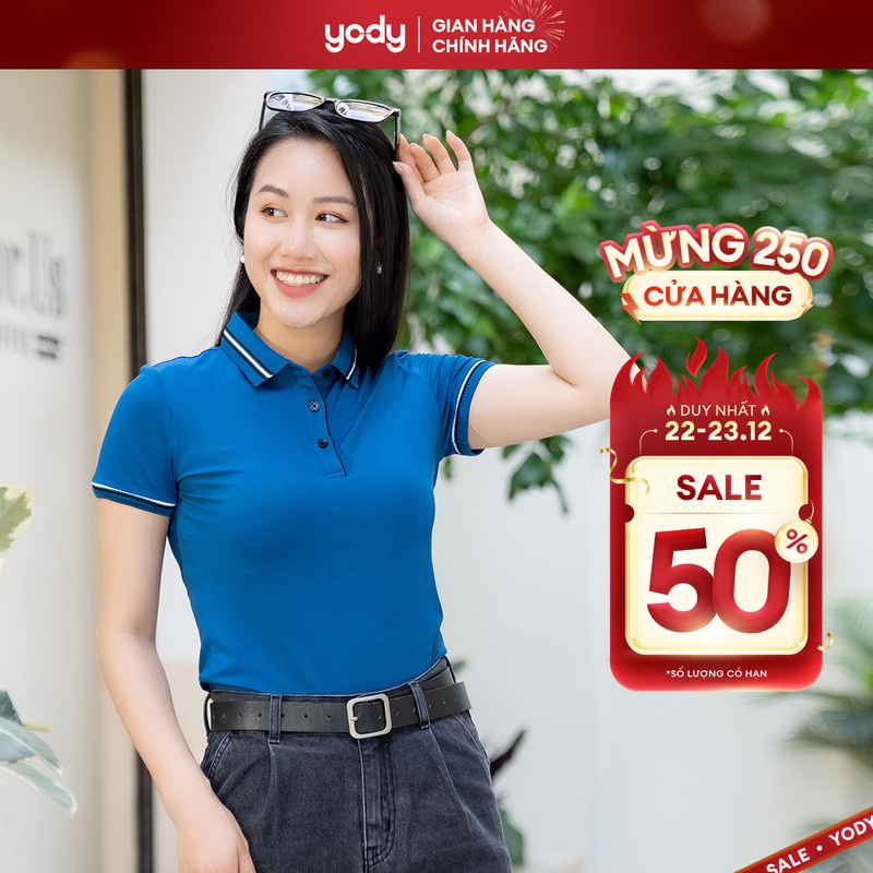 Áo thun polo nữ YODY thun chất liệu Coolmax ngắn tay có cổ thông thoáng hút ẩm tốt siêu nhẹ APN3724