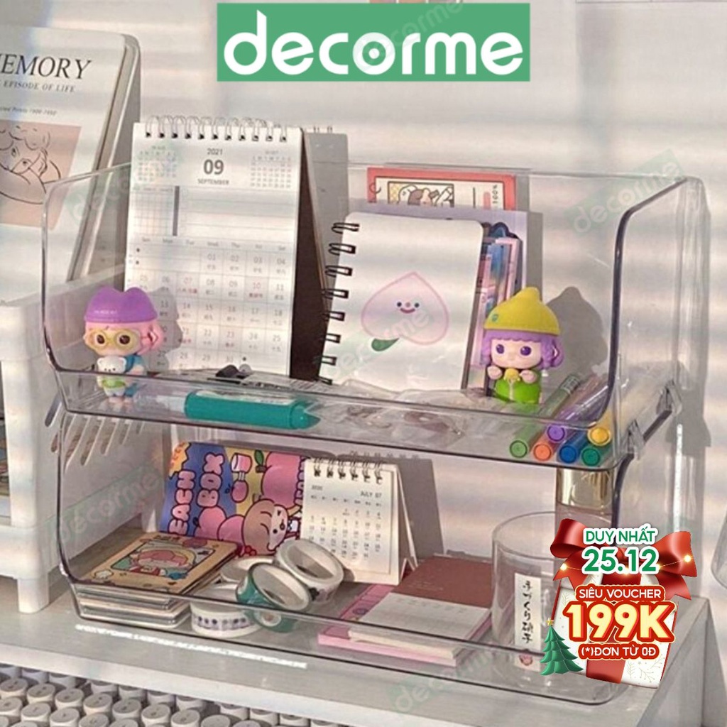 Kệ Đựng Mĩ Phẩm Xếp Chồng Decorme Khay Trong Suốt Đựng Đồ lưu trữ Có Thể Xếp Chồng Siêu Tiện Lợi