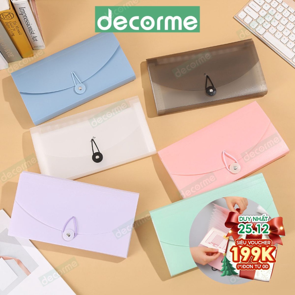 Túi Đựng Tài Liệu Dạng Ví khổ A6 Decorme 13 ngăn Chống Nước đa năng tiện dụng nhỏ gọn